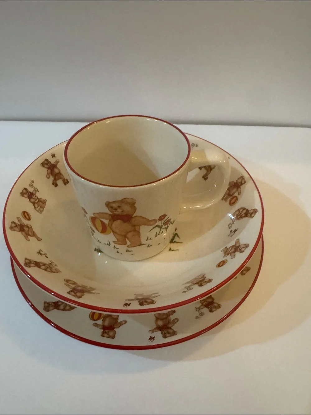 Vintage Mason's Ironstone 3-Piece Teddy Bear Set 1984 England